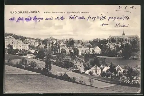 AK Gräfenberg, Ziffers Sanatorium u. Priessnitz-Sanatorium