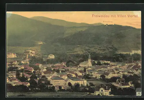 AK Freiwaldau, Totalansicht mit Villenviertel