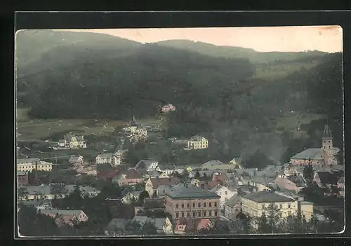 AK Freiwaldau, Villenpartie mit Blick nach dem Stadtpark