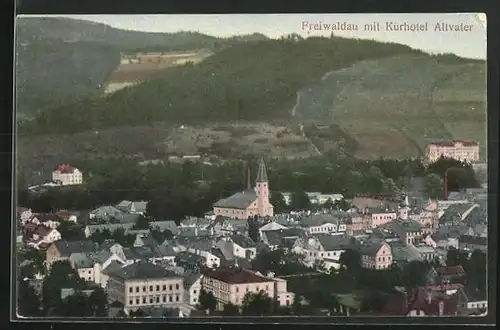 AK Freiwaldau, Stadtpartie mit Kurhotel Altvater