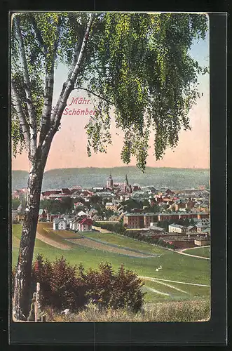 AK Mähr. Schönberg, Stadt aus der Ferne gesehen