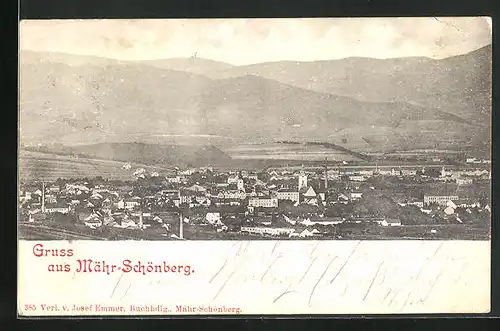 AK Mähr. Schönberg, Panorama mit Gebirge