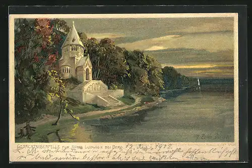 Künstler-AK Zeno Diemer: Berg, Gedächtniskapelle für König Ludwig II.