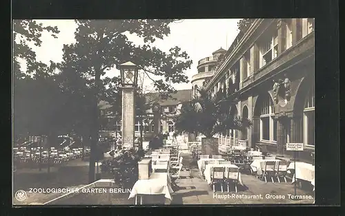 AK Berlin, Zoologischer Garten, Haupt-Restaurant, Grosse Terrasse