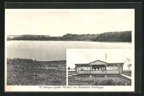 AK Freilingen, 70 Morgen grosser Weiher mit Strandbad