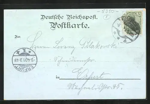 Lithographie Euskirchen, Kreisgebäude, Kath. Kirche, Bahnhof