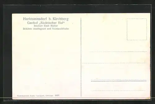 AK Hartmannsdorf bei Kirchberg, Gasthof Sächsischer Hof