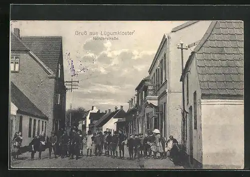 AK Lügumkloster, Norderstrasse mit Schulkindern