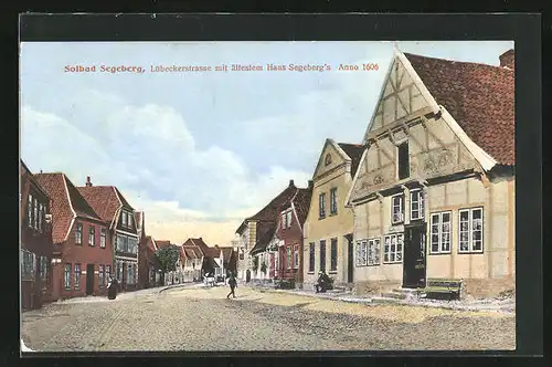 AK Segeberg, Lübeckerstrasse mit ältestem Haus Anno 1606