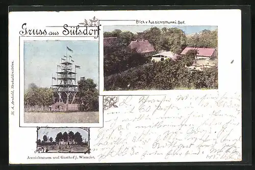 AK Sülsdorf, Gasthof J. Wiencke mit Aussichtsturm