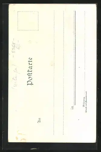 Lithographie Daun /Eifel, Totalansicht vom Mühlenberg aus