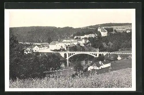 AK Doudleby, Brücke in die Stadt