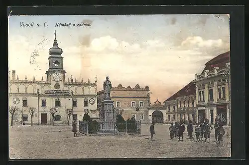 AK Veselí n. L., Gasthaus am Marktplatz