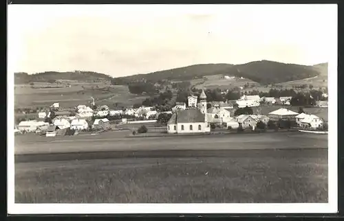 AK Zdíkov na Sumave, Gesamtansicht des Ortes mit Kirche