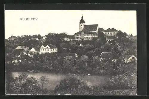 AK Rudolfov, Flusspartie mit Blick zur Kirche