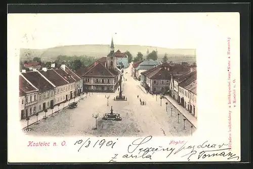 AK Adler Kosteletz / Kostelec nad Orlici, Hauptplatz mit Rathaus