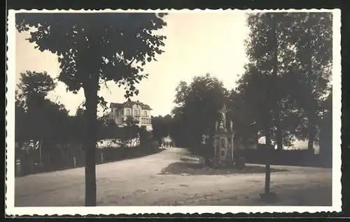 AK Malá Cermná, Hotel Bohemia mit Denkmal