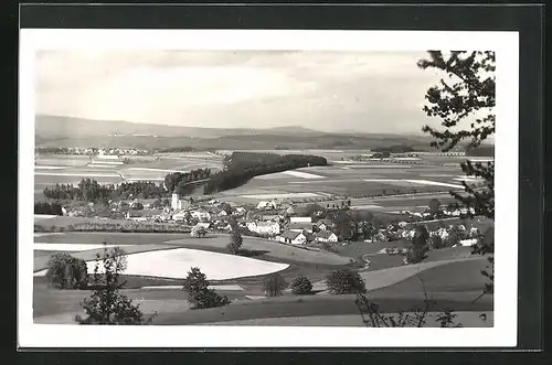 AK Nemecká Rybná, Gesamtansicht des Ortes mit Kirche