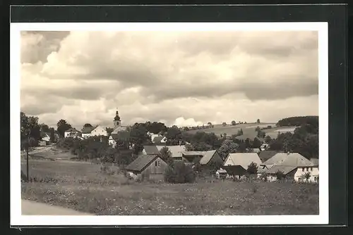 AK Rokitnitz / Rokytnice v Orlickych Horach, Wohnhäuser im Ort, Kirchturm