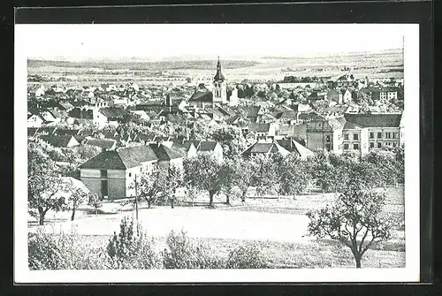 AK Horschitz, Blick über Dächer der Stadt