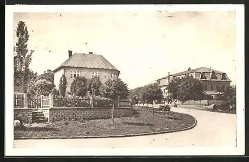 AK Bohuslavice, Gasthaus und Denkmal