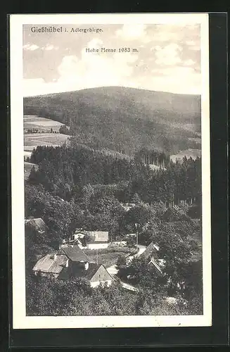 AK Giesshübel i. Adlergebirge, Ortspartie und Hohe Mense