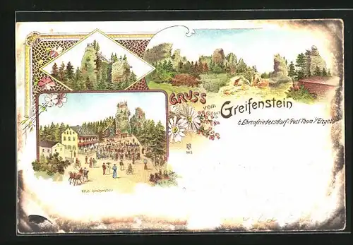 Lithographie Ehrenfriedersdorf, Hotel Greifenstein