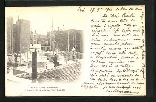 AK Paris, Belagerung Fort Chabrol, Antisemit Jules Guerin auf dem Dach