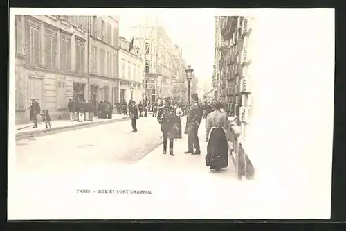 AK Paris, Belagerung Fort Chabrol, Antisemit Jules Guerin, Strassenpartie am Fort