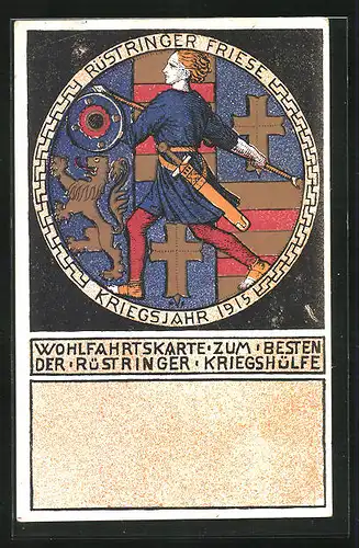 Künstler-AK Rüstringen, Relief genagelt zu Gunsten der Kriegshilfe