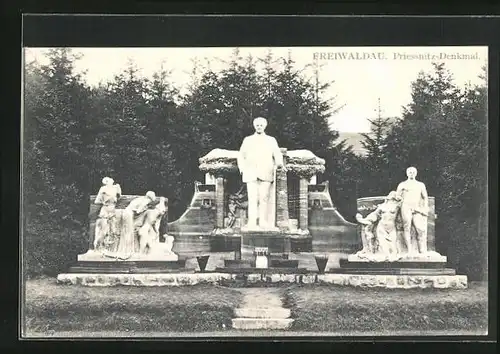AK Freiwaldau, Blick auf das Priessnitz-Denkmal