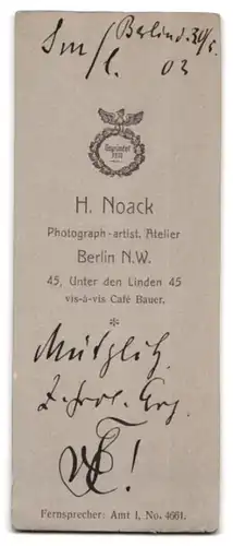 Fotografie H. Noack, Berlin, Offizer der Marine in Uniform mit Kaiser Wilhelm Bart