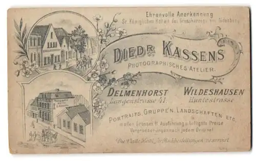 Fotografie Diedr. Kassens, Delmenhorst, Ansicht Delmenhorst, Atelier in der Langenstr. 41 & Huntestrasse Wildeshausen