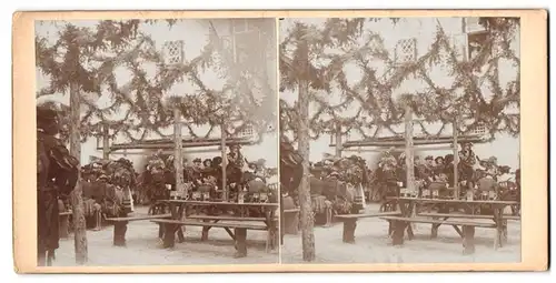 Stereo-Fotografie unbekannter Fotograf, Ansicht Mödling, 1000 Jahrfeier, Einheimische in historischen Kostümen