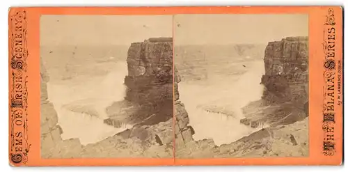 Stereo-Fotografie W. Lawrence, Dublin, Ansicht Kilkee, Entrance To Puffing Hole Bay, Felsformation