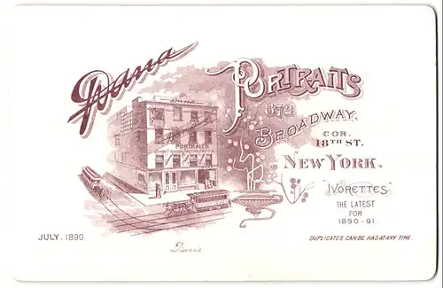 Fotografie Pana, New York, Braodway 872, Ansicht New York, Gebäude des Ateliers mit Pferdebahn