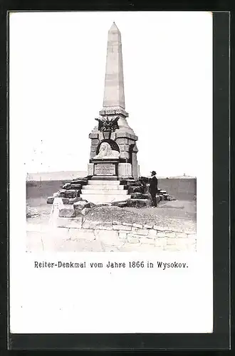 AK Wysokov, Blick auf das Reiter-Denkmal