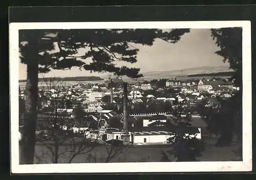 AK Rychnov n. Kn., Panorama der Stadt von Anhöhe