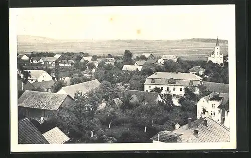 AK Bohuslavice, Wohnviertel mit Kirche