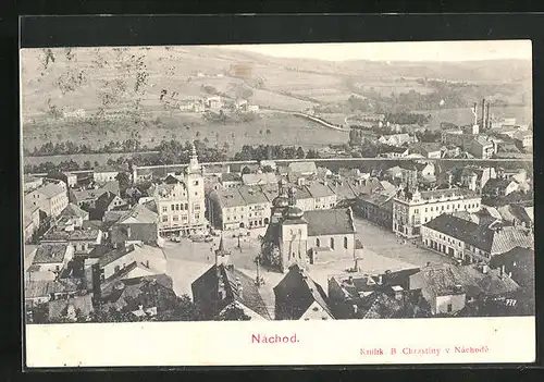 AK Nachod, Kirchplatz im Stadtkern