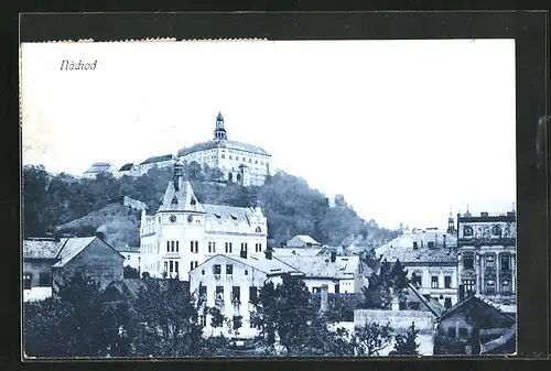 AK Nachod, Schloss von Stadt aus gesehen