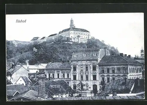 AK Nachod, Schloss von Stadt aus gesehen