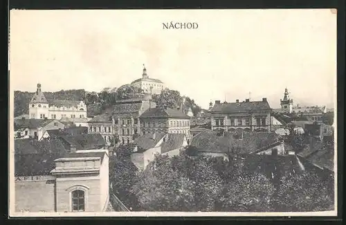 AK Nachod, Teilansicht mit Schloss