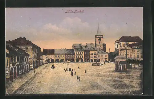 AK Jitschin / Gitschin / Jicin, Marktplatz mit Geschäften