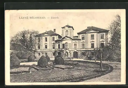 AK Lázne Belohrad, Schloss mit Garten