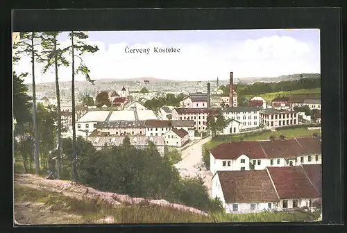 AK Cervený Kostelec, Strasse durch Wohnviertel