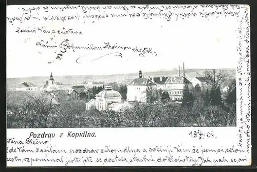 AK Kopidlna, Blick über Stadt