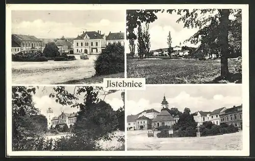 AK Jistebnice, Marktplatz, Schloss, Strassenpartie