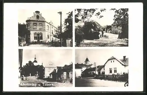 AK Chotoviny u Tábora, Geschäft, Marktplatz, Strassenpartie