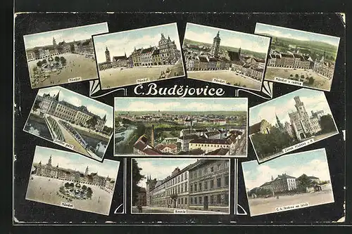 AK Budweis / Ceske Budejovice, Namesti, Justicni palac, Zamek Hluboka u. B.